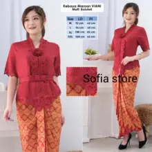 Atasan Kebaya Kutubaru Viani Lengan Pendek Warna Merah Model Modern Kartini Bali