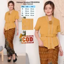 Atasan Kebaya Kutubaru Rihanna Mustard Bordir Elegan Lengan Pendek Modern Kartini Bali