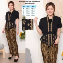 Atasan Kebaya Kutubaru Bordir Modern Warna Hitam Rihanna Elegan Lengan Pendek Bahan Balotelli