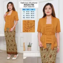 Atasan Kebaya Madelyne Mustard Kutubaru Modern Lengan Pendek Elegan Bahan Balotelli