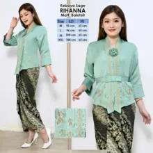 Atasan Kebaya Kutubaru Bordir Modern Rihanna Warna Sage Green Elegan Model Bali Kartini