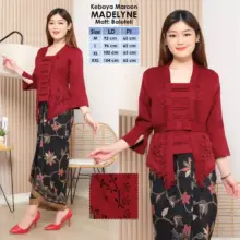 Atasan Kebaya Kutubaru Modern Merah Madelyne Bahan Balotelli Elegan Model Kartini