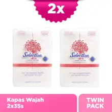 Selection Kapas Wajah 35g Twinpack 2 Pcs Lembut dan Higienis