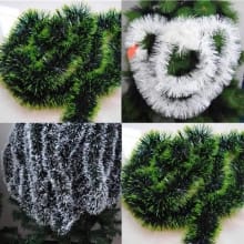 Slinger Hijau Salju & Hijau Daun Tebal Tinsel 9CM dan 8CM | Dekorasi Natal Meriah