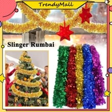 Slinger Tinsel Rumbai 2 Meter – Hiasan Natal Polos 5pcs