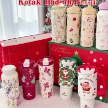 MODOFO Tumbler Natal 2025 – Botol Stainless Steel Aesthetic 530ml/1000ml/1200ml Tahan Suhu 24 Jam dan Desain Ceria
