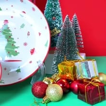 Set Mangkok Natal Premium Nexxio – Edisi Spesial 2 Piring & 2 Mangkok Keramik