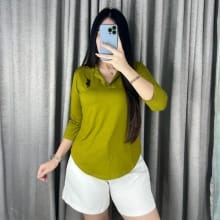 Atasan Bordir Kerah V Lengan Panjang Bahan Spandek Rayon