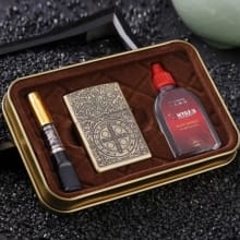 Korek Vintage Motif Naga Timeless + Minyak & Pipa Komplit