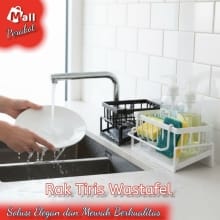 Rak Wastafel Multifungsi, Pengering Sabun Cuci Piring dengan Holder Kain