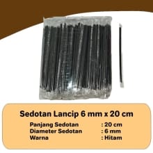 Sedotan Lancip Plastik Hitam Steril 6mm x 20cm