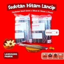 Sedotan Plastik Hitam Lancip – Pilihan Ukuran 6mm x 20 cm & 12mm x 21cm, Higienis Per Pack