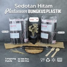 Sedotan Plastik Hitam Steril 6mm x 20cm / 12mm x 21cm – Pack Lancip