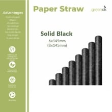 Sedotan Kertas Hitam Eco-friendly | 250 Pcs | Tahan Panas & Dingin