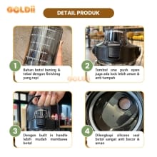 Goldii Botol Minum Jumbo 2 Liter – Bening, Sedotan BPA FREE