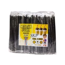 250 PCS Sedotan Plastik Higienis Hitam Ujung Runcing 6mmx20cm
