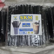 Sedotan Plastik Boba Hitam 12mm X 21cm (100 Pcs)