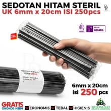 Sedotan Lancip Steril 250 pcs – Hitam 6mm x 20cm, Terbungkus Higienis