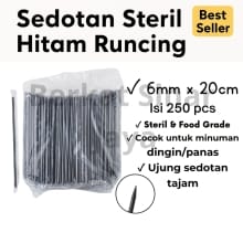 Sedotan Steril Hitam Elegan 6mm x 20cm – Pack 250 Pcs