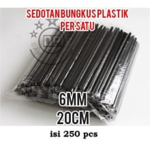 Sedotan Plastik Runcing 6mm – 20cm (250pcs) – Hitam Steril