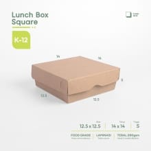 Kotak Makan Kertas Persegi K12 | 12.5×12.5×5 | Kemasan Makanan Anti Air | Tebal & Kuat 290gsm
