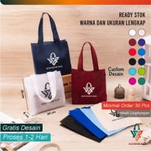 Tas Spunbond Custom Sablon Tebal 70 Gsm Ukuran 20×25 cm – Tote Bag Souvenir Murah