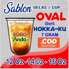 Gelas Plastik Oval Custom dengan Sablon Logo