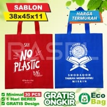 Tas Promosi Sablon Custom 38x45x8 untuk Event dan Seminar