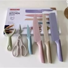 Set Pisau Dapur 6 in 1 Bahan Stainless Steel Berkualitas