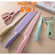 Set Pisau Dapur 6 in 1 Warna Ceria