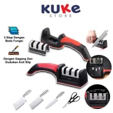 KUKE Alat Asah Pisau & Gunting 3 Tahap – Pengasah Anti Slip