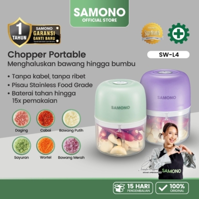 Chopper Mini Portable SAMONO – Gilingan Bumbu & Daging Tanpa Kabel