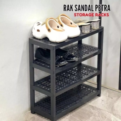 Rak Sepatu Motif Rotan Tahan Cuaca