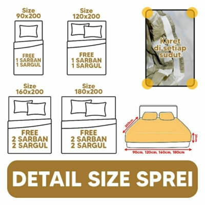 Sprei Katun Halus dengan Sarung Bantal dan Guling