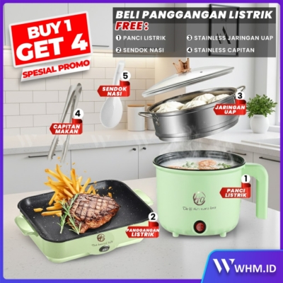 Set Panggangan Elektrik & Panci Multifungsi
