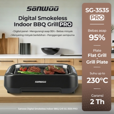Grill Indoor Tanpa Asap Sanwoo – Model SG-3535 PRO