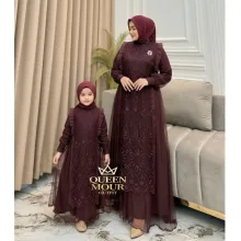 Set Gamis Couple Mom & Kids Queen Mour Outfit