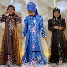 Set Gamis Sella dengan Outer Elegan untuk Ibu dan Anak