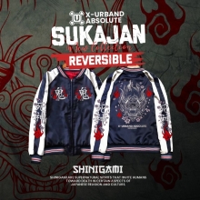 Jaket Waterproof Reversible Navy Merah