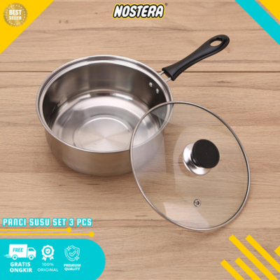 Set Panci Stainless Steel 3 Ukuran dengan Tutup Kaca