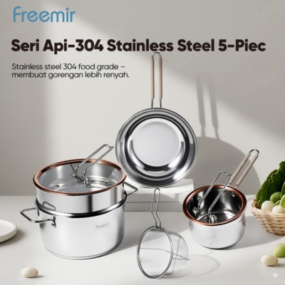 Set Panci Stainless Steel 5-in-1 Freemir