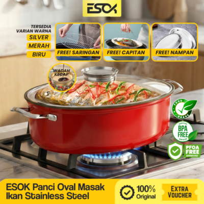 Panci Oval Multifungsi dengan Tutup Kaca