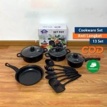 Set Panci Serbaguna 13 PCS – Paket Dapur Lengkap dengan Spatula Teflon