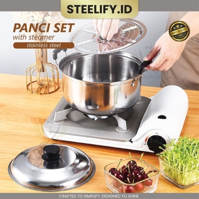 Panci Stainless Steel 5 in 1 + Tatakan Kukus