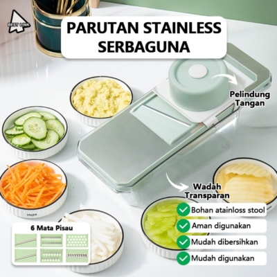 Parutan Stainless 6 Pisau dengan Wadah Transparan