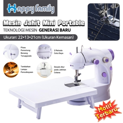 Mesin Jahit Mini Portable HappyFamily GT202 – Praktis dan Komplet
