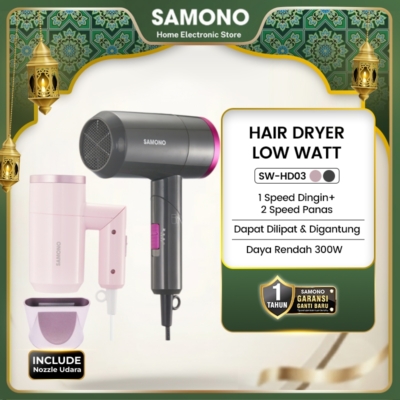 SAMONO Hair Dryer Ion Negatif SW-HD03 – Pengering Rambut Portabel