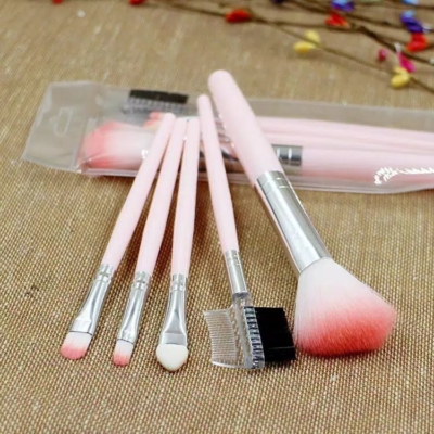 Set Kuas Makeup 5-in-1 dengan Tas Stylish