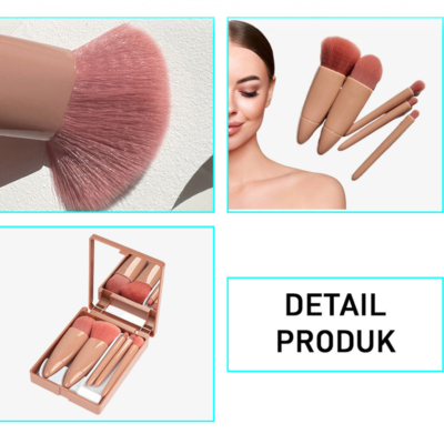 Kuas Makeup Mini Travel dengan Cermin