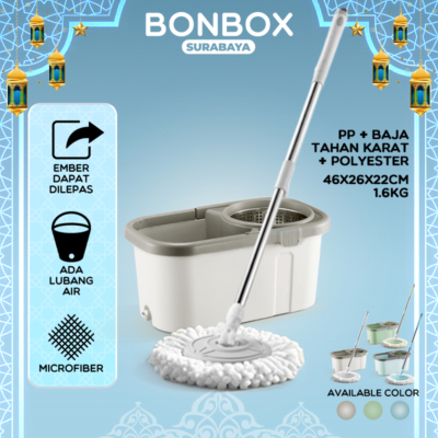 Bonbox Mop Pel Lantai 2 in 1 dengan Ember Spin